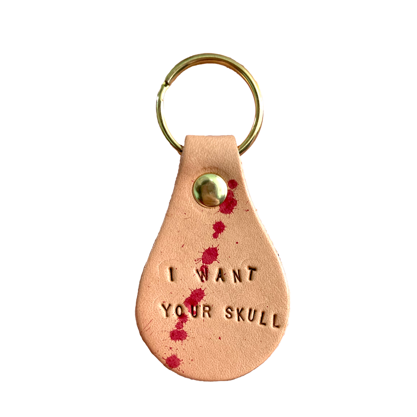 New Leather I Want Your Skull Keyring