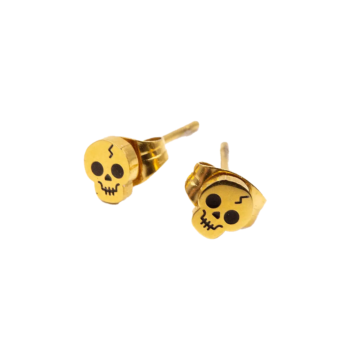Gold Skull Micro Post Earrings