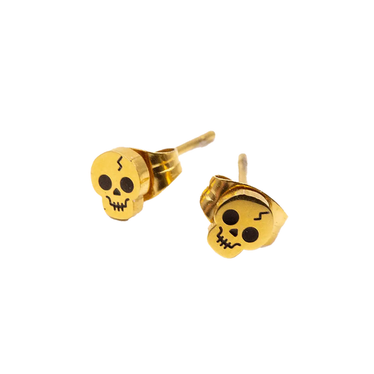 Gold Skull Micro Post Earrings