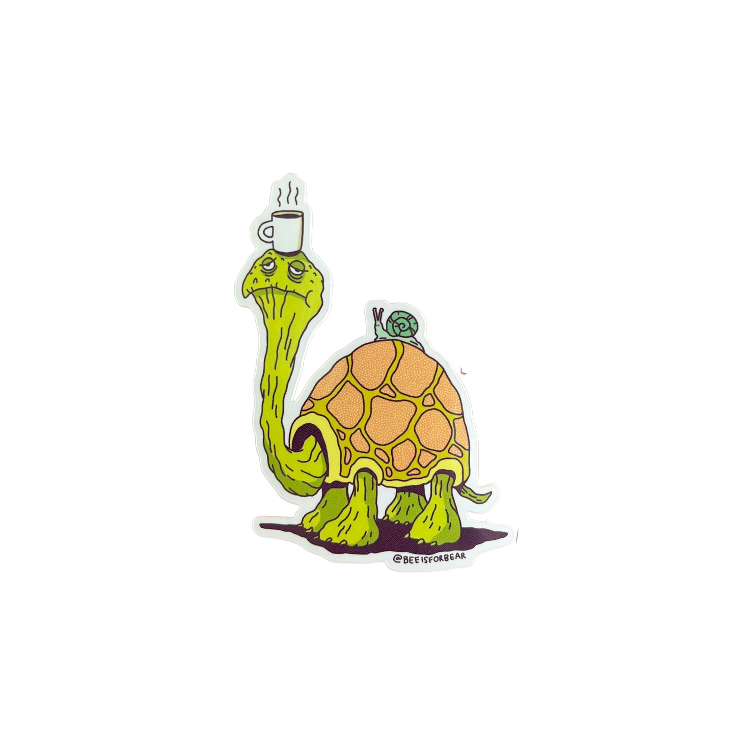Slow Morning Coffee Turtle Sticker
