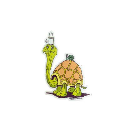 Slow Morning Coffee Turtle Sticker