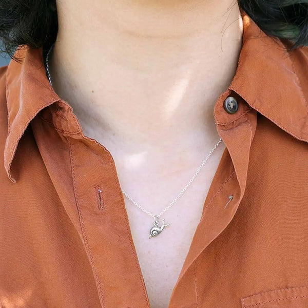 Sterling Silver Snail Charm Necklace
