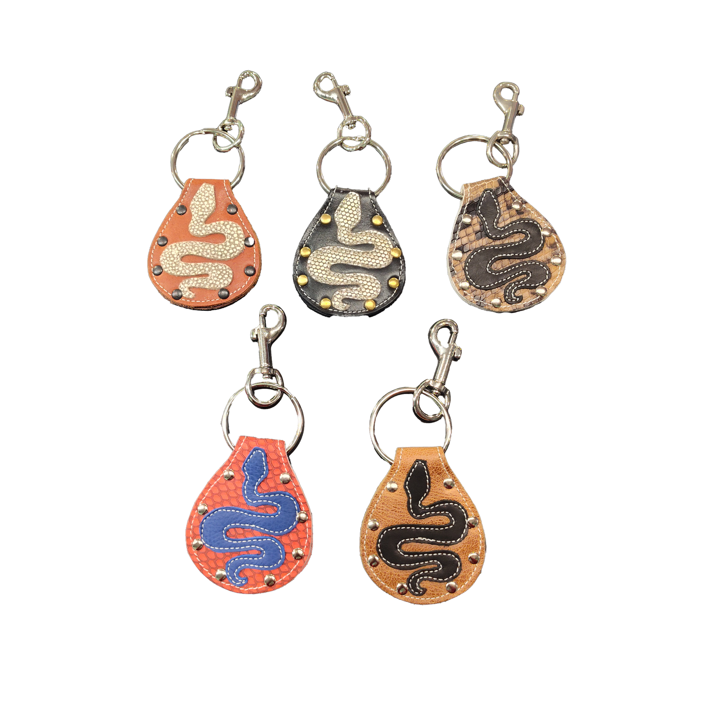 Assorted Upcycled Leather Snake Keychain