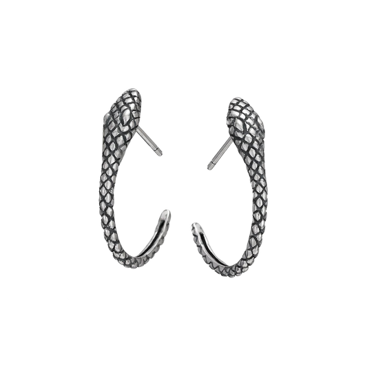 Earth Serpent Sterling Silver Snake Hoop Earrings