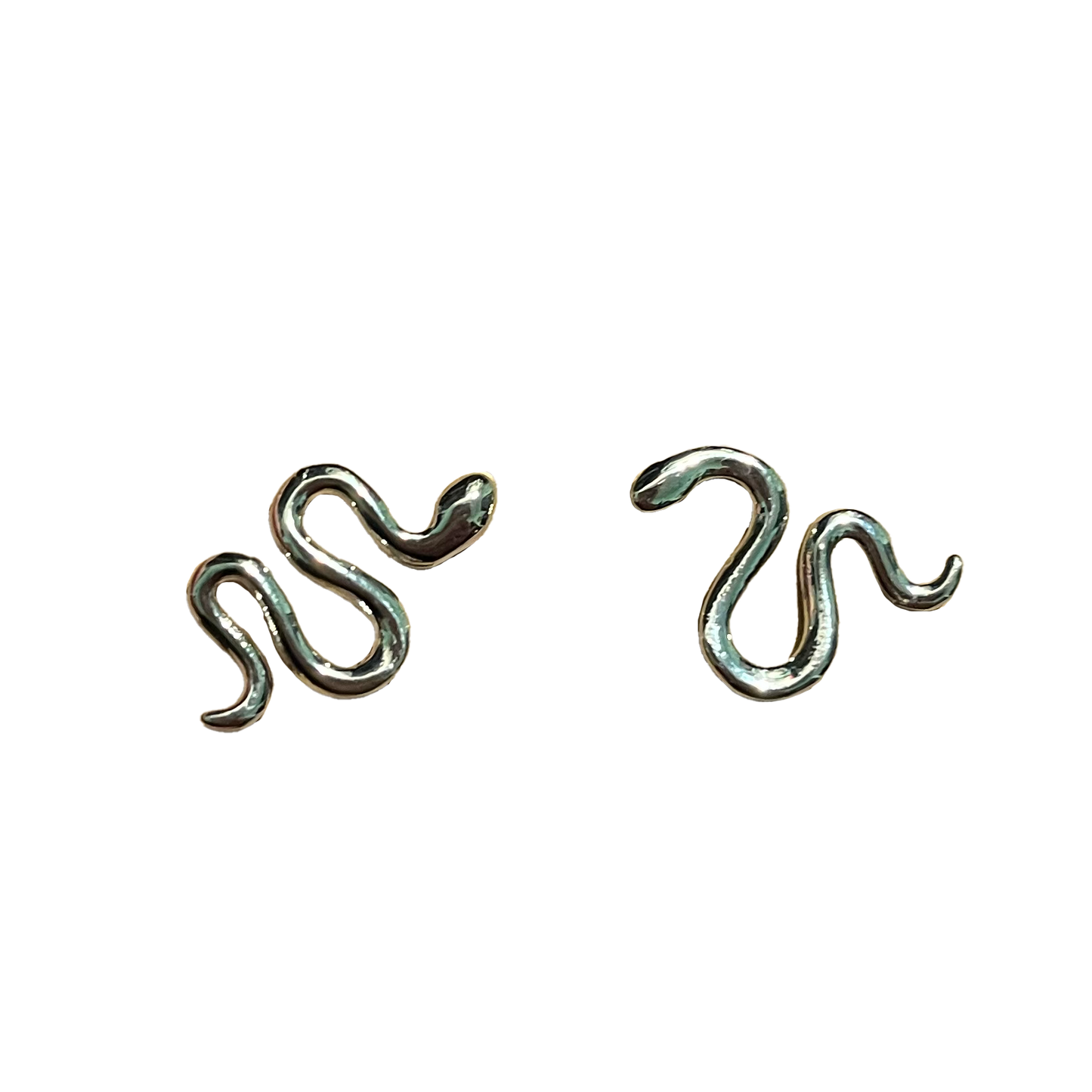 Slithering Serpent Silver Snake Post Earrings