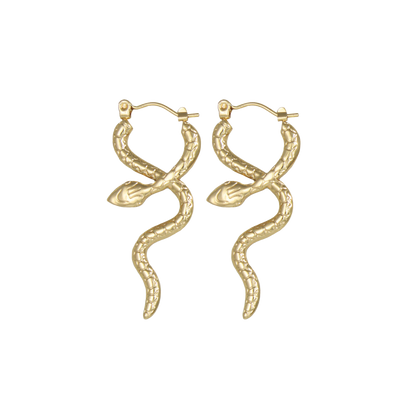 Slithering Snake Gold Hoop Earrings