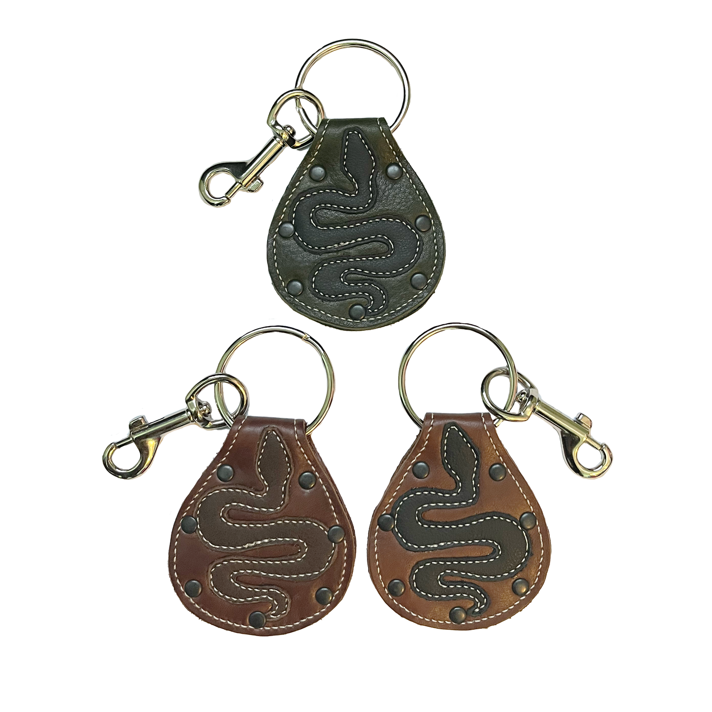 Assorted Upcycled Leather Snake Keychain