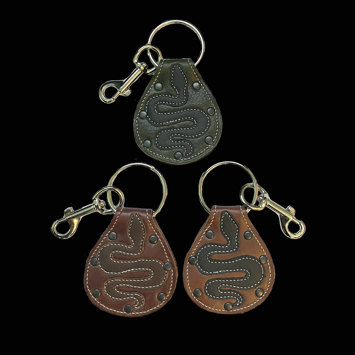 Assorted Upcycled Leather Snake Keychain