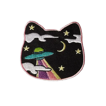 Space Cat UFO Iron On Patch
