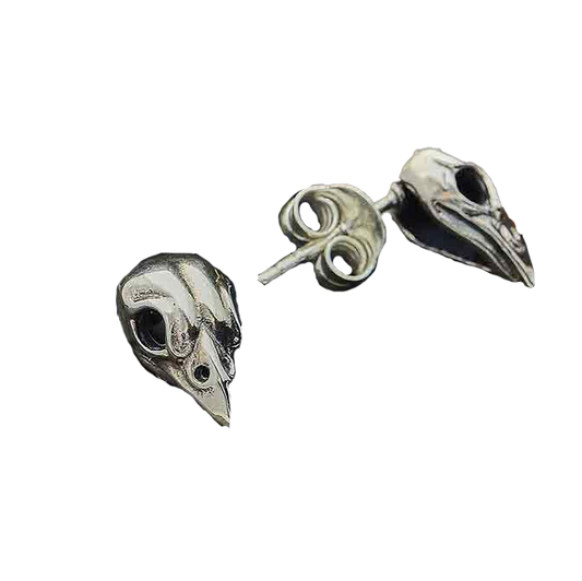 Sparrow Skull Post Earrings