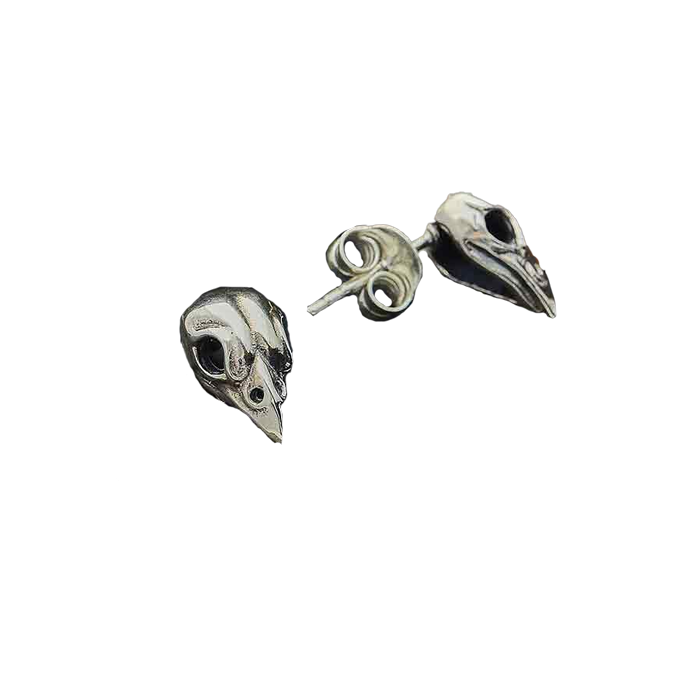 Sparrow Skull Post Earrings