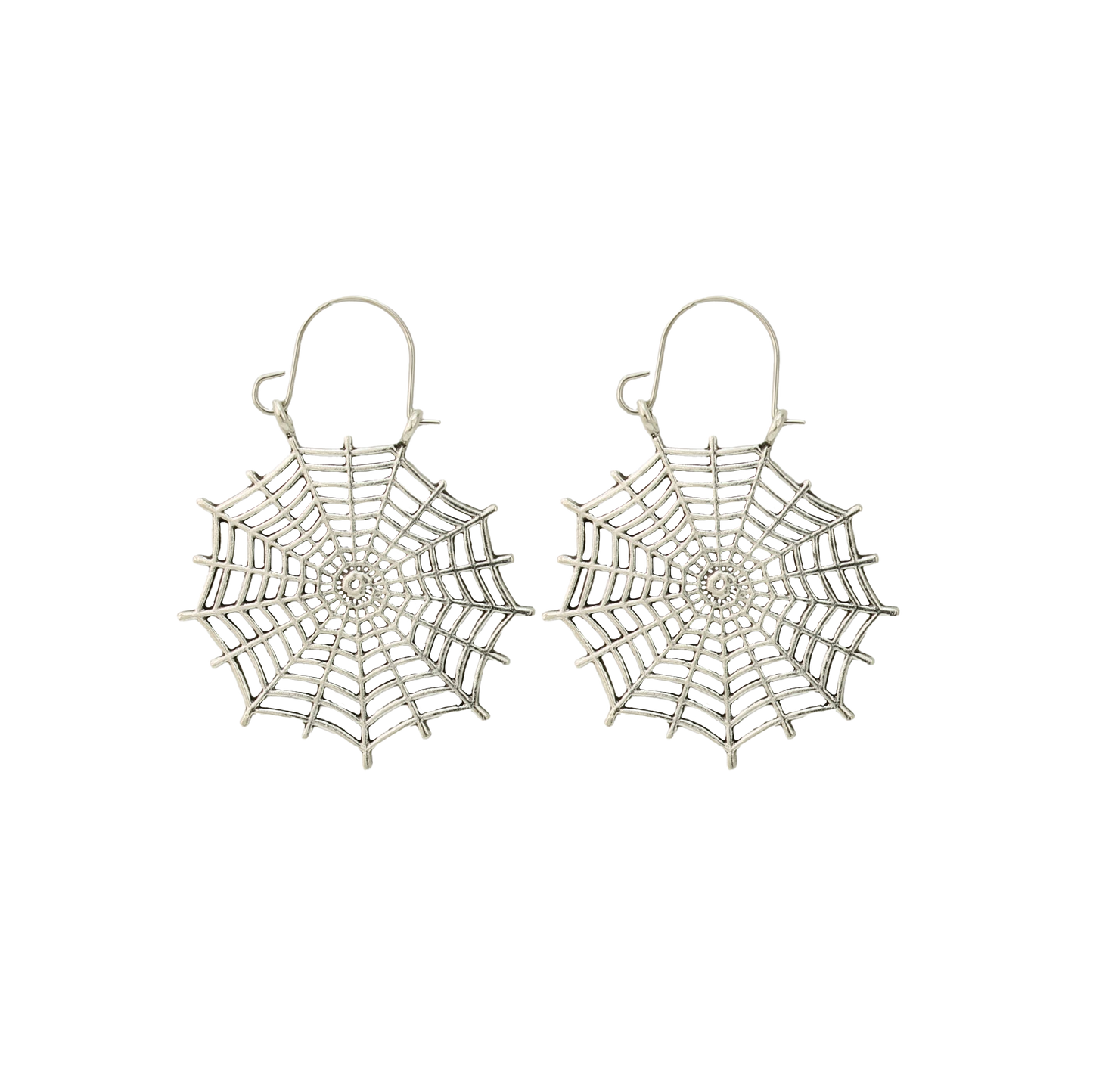 Silver Spider Web Dangle Earrings