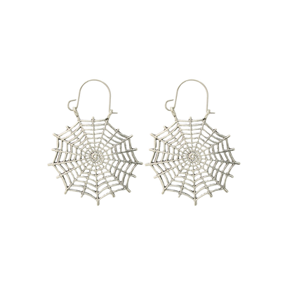 Silver Spider Web Dangle Earrings