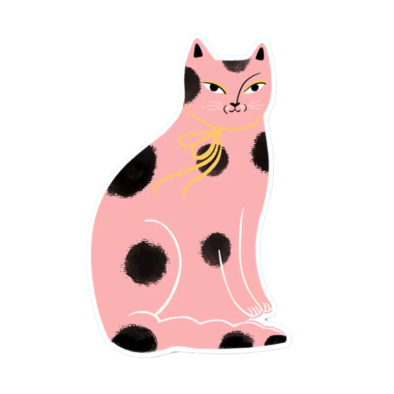 Pink Spotted Cat Sticker