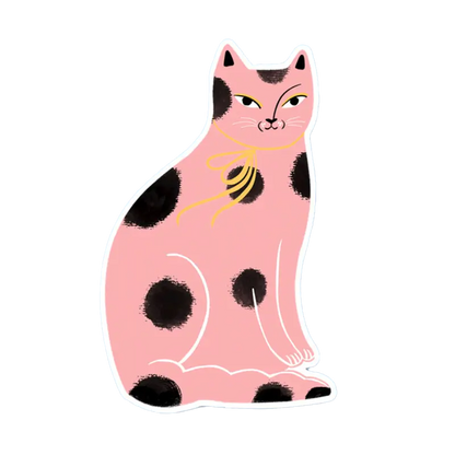 Pink Spotted Cat Sticker