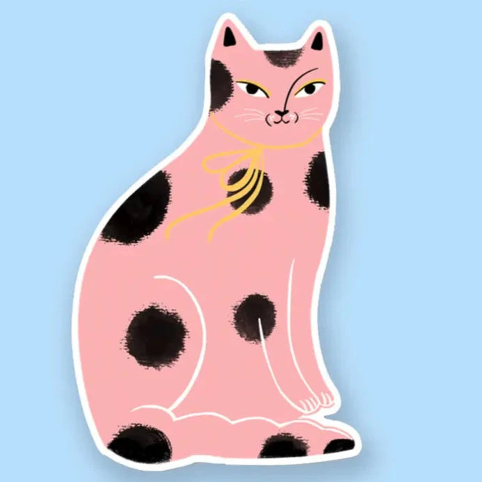 Pink Spotted Cat Sticker