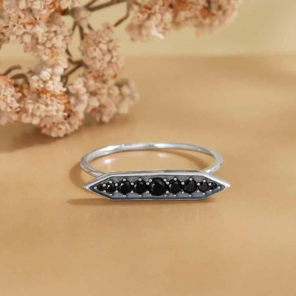 Black Crystal Stacking Ring