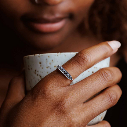 Black Crystal Stacking Ring