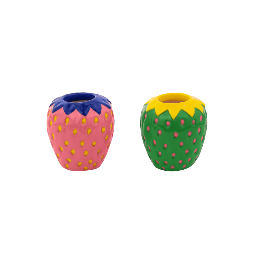 Funky Strawberries Candle Holders (Set of 2)