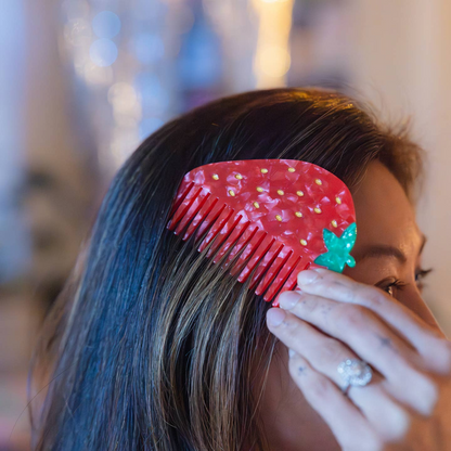 Strawberry Wide-Tooth Mini Hair Comb
