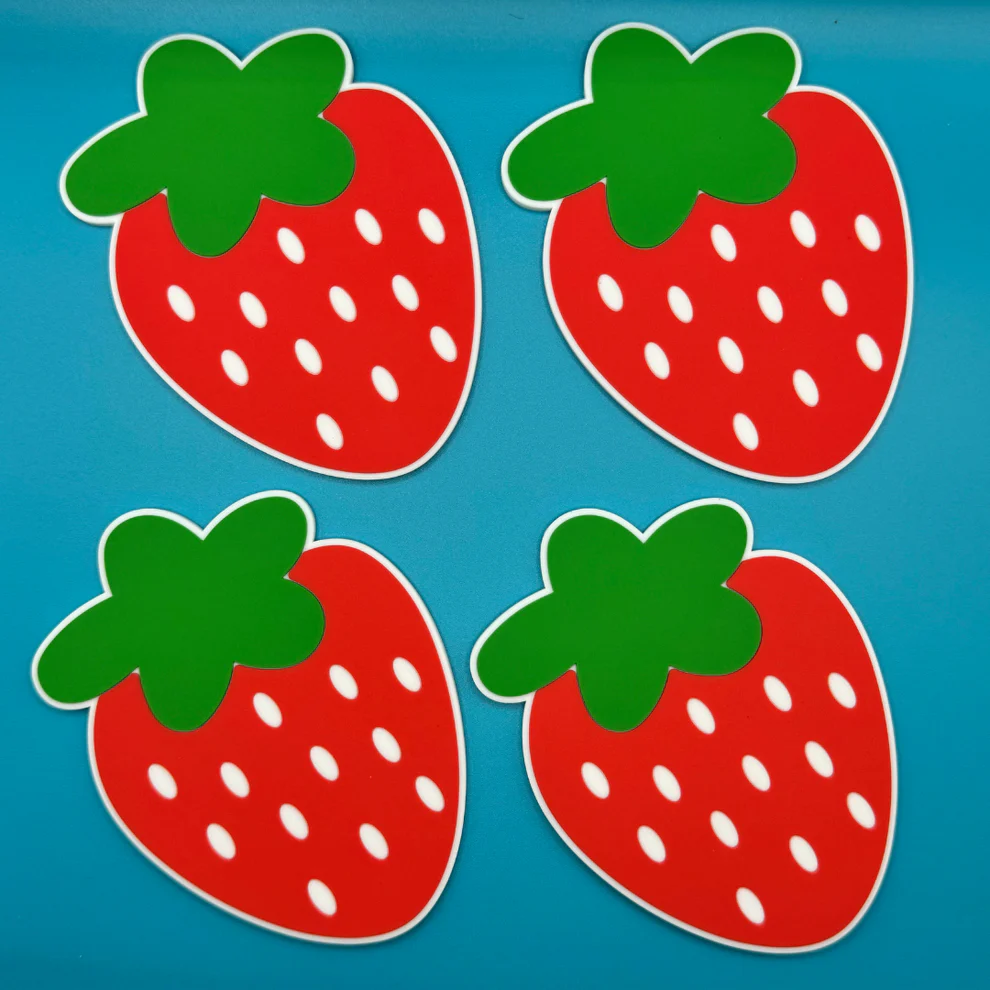 Strawberry Rubber Coaster