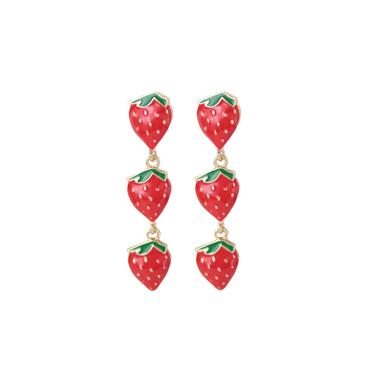 Berry Sweet Strawberry Linear Dangle Earrings
