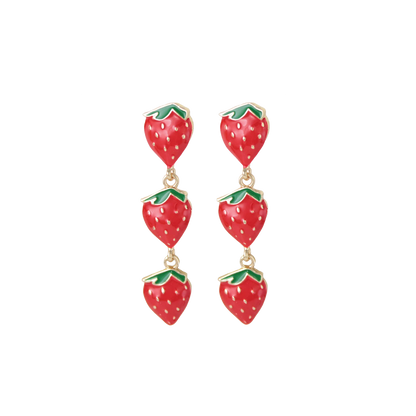 Berry Sweet Strawberry Linear Dangle Earrings