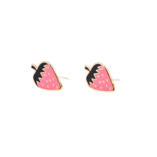 Pink Strawberry Post Earrings
