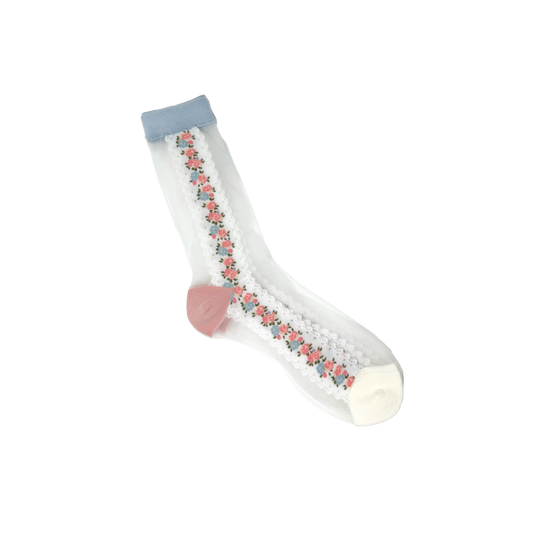 Lace Strip Romantic Sheer & Ruffle - Women's Socks