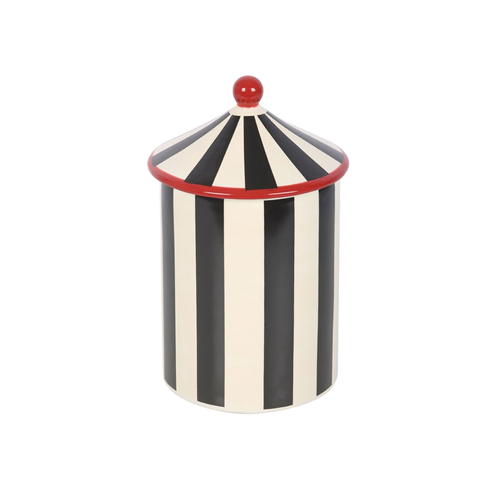 Black Striped Circus Storage Jar