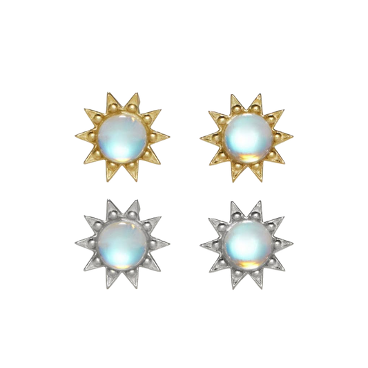 Sun Moonstone Post Earrings