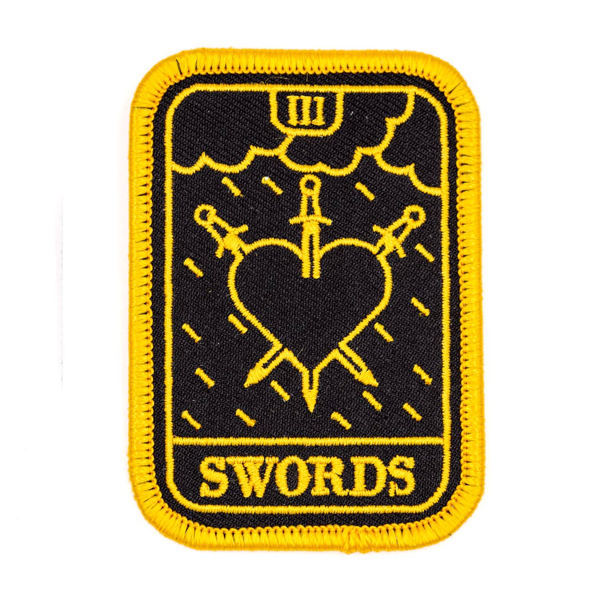 Three of Swords Embroidered Iron-On Patch