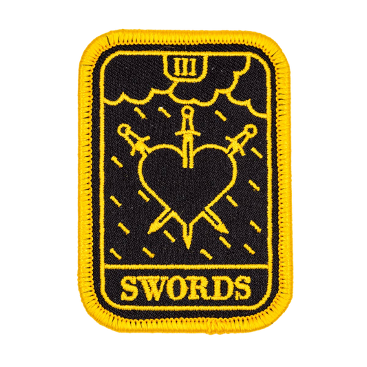 Three of Swords Embroidered Iron-On Patch