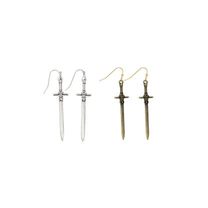 Antiqued Sword Dangle Earrings