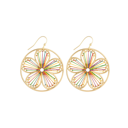 Thread Flower Dangle Earrings
