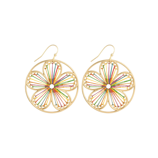Thread Flower Dangle Earrings