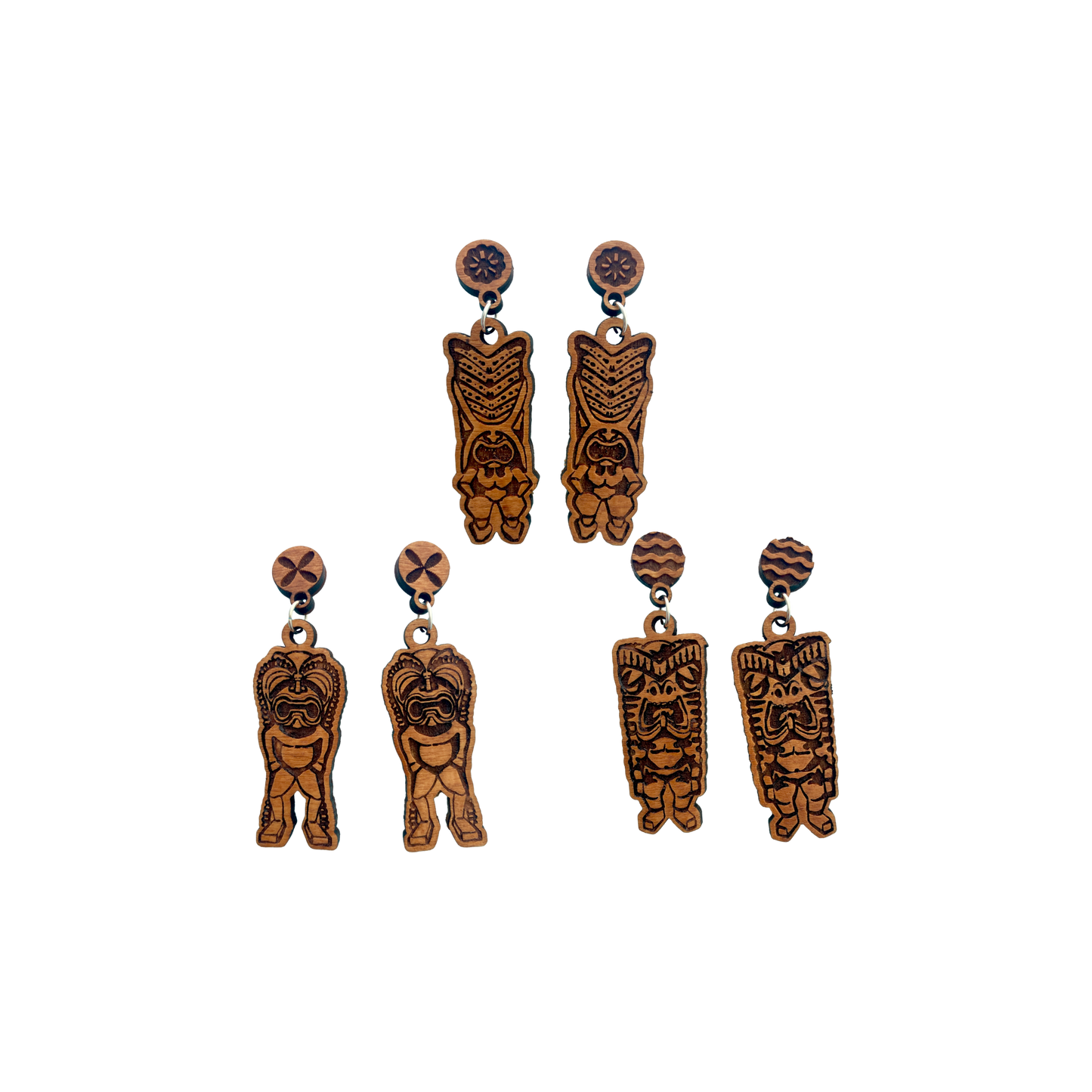 Tiki Totem Dangle Earrings