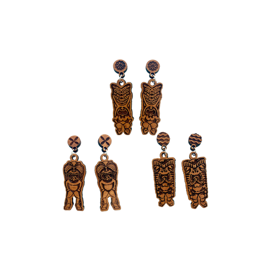 Tiki Totem Dangle Earrings