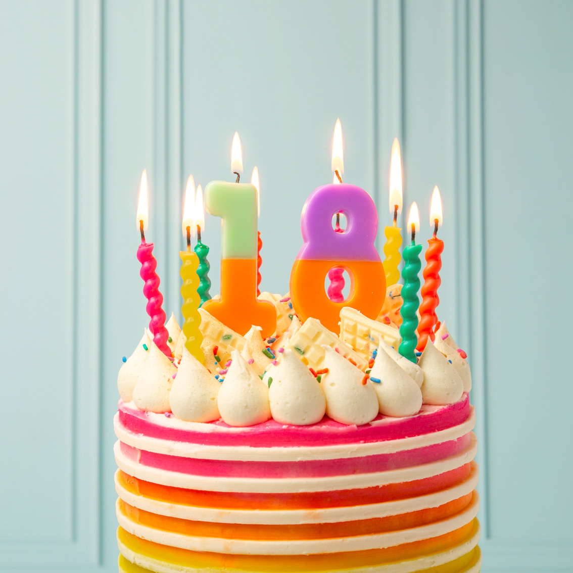 Twisted Rainbow Birthday Candles 8 Pack