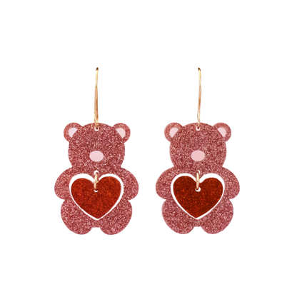 Valentine's Bear Dangle Earrings