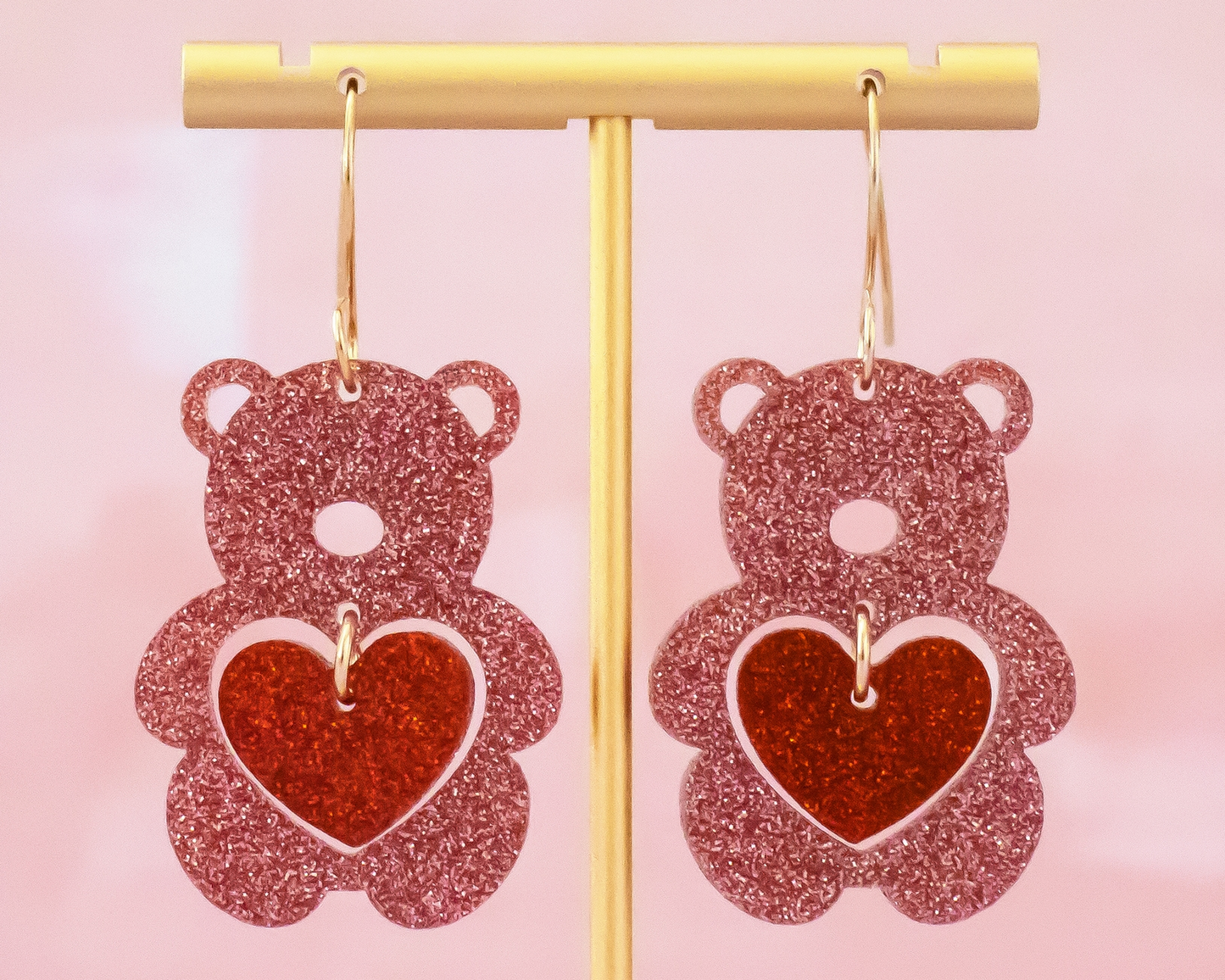 Valentine's Bear Dangle Earrings