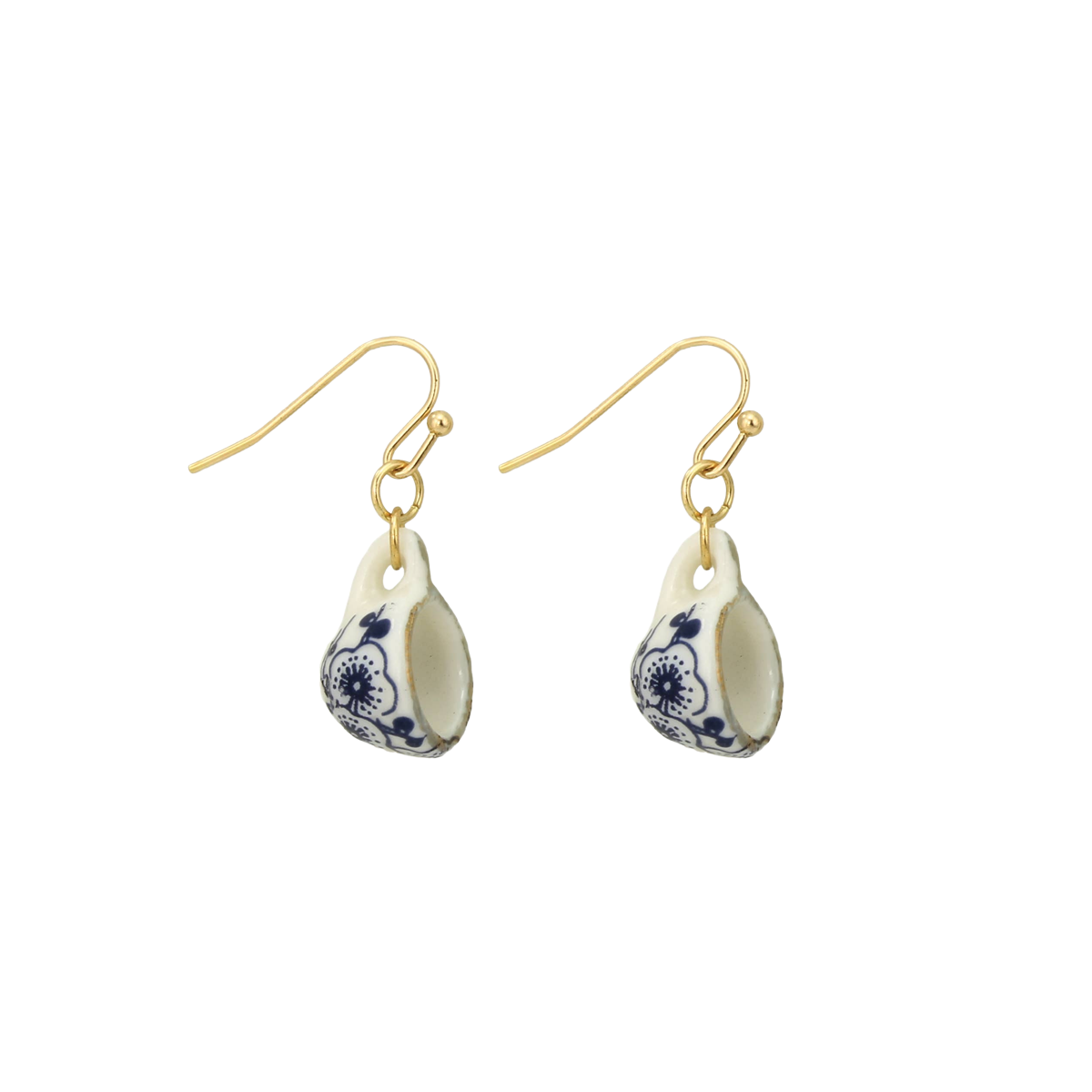 Vintage Ceramic Teacup Dangle Earrings
