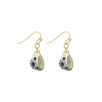Vintage Ceramic Teacup Dangle Earrings
