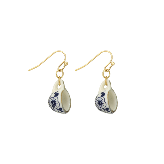 Vintage Ceramic Teacup Dangle Earrings