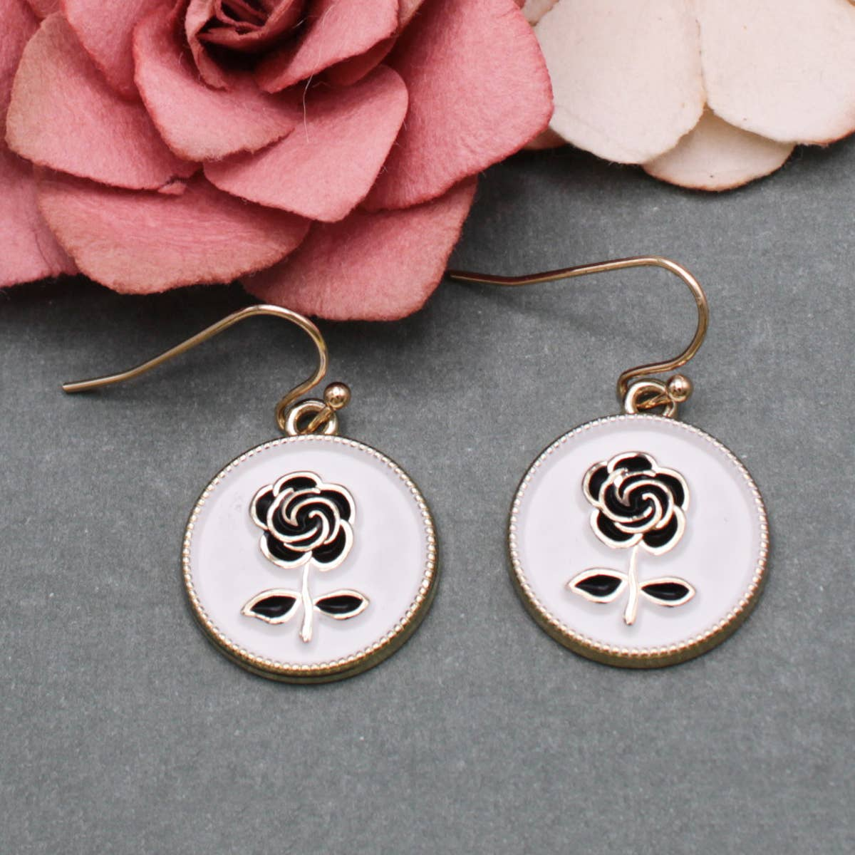 Vintage Blossom Rose Gold Dangle Earrings