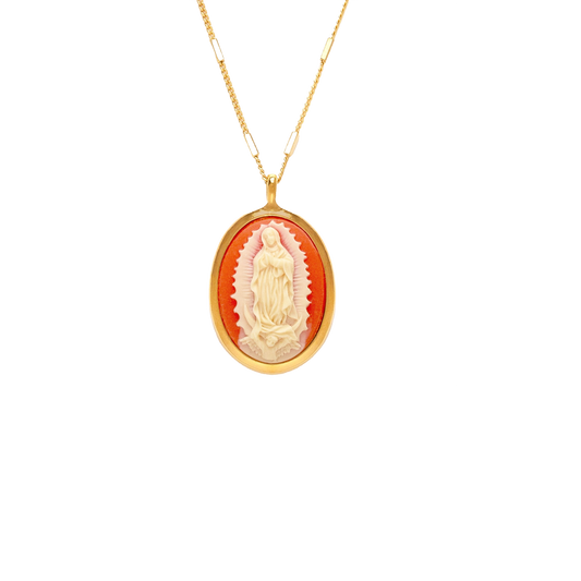 Virgin Of Guadalupe Vintage Cameo Necklace