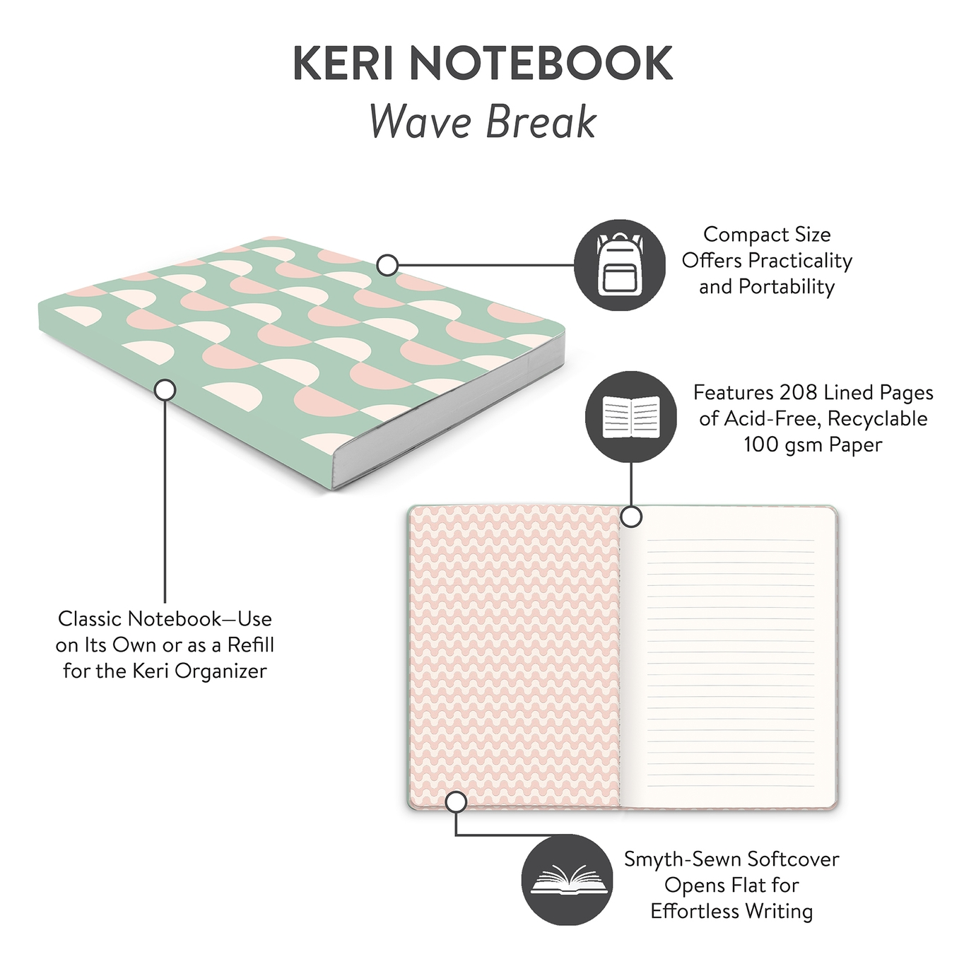 Wave Break Keri A5 Notebook