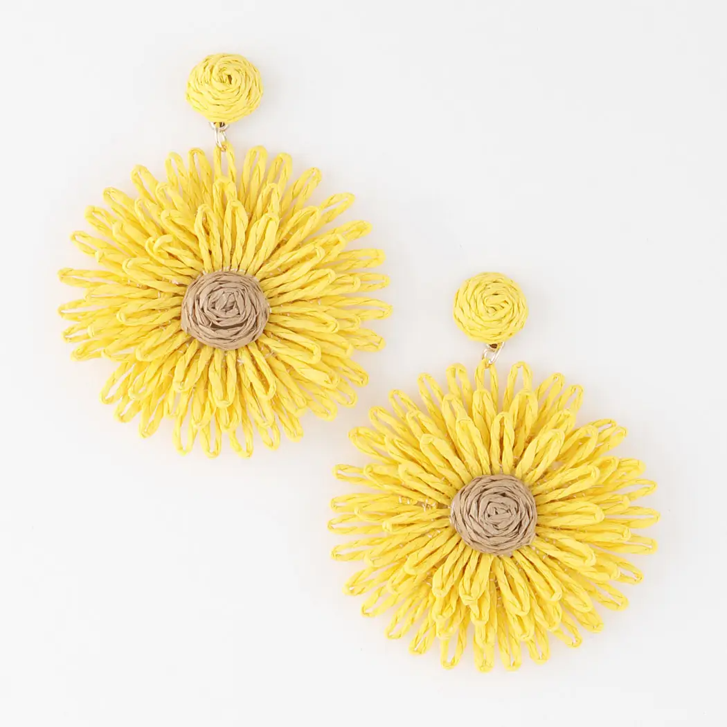 Woven Daisy Dangle Earrings