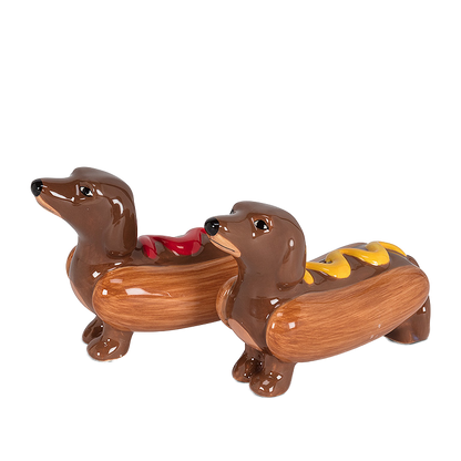 Dachshunds in Hot Dogs Salt & Pepper Shakers