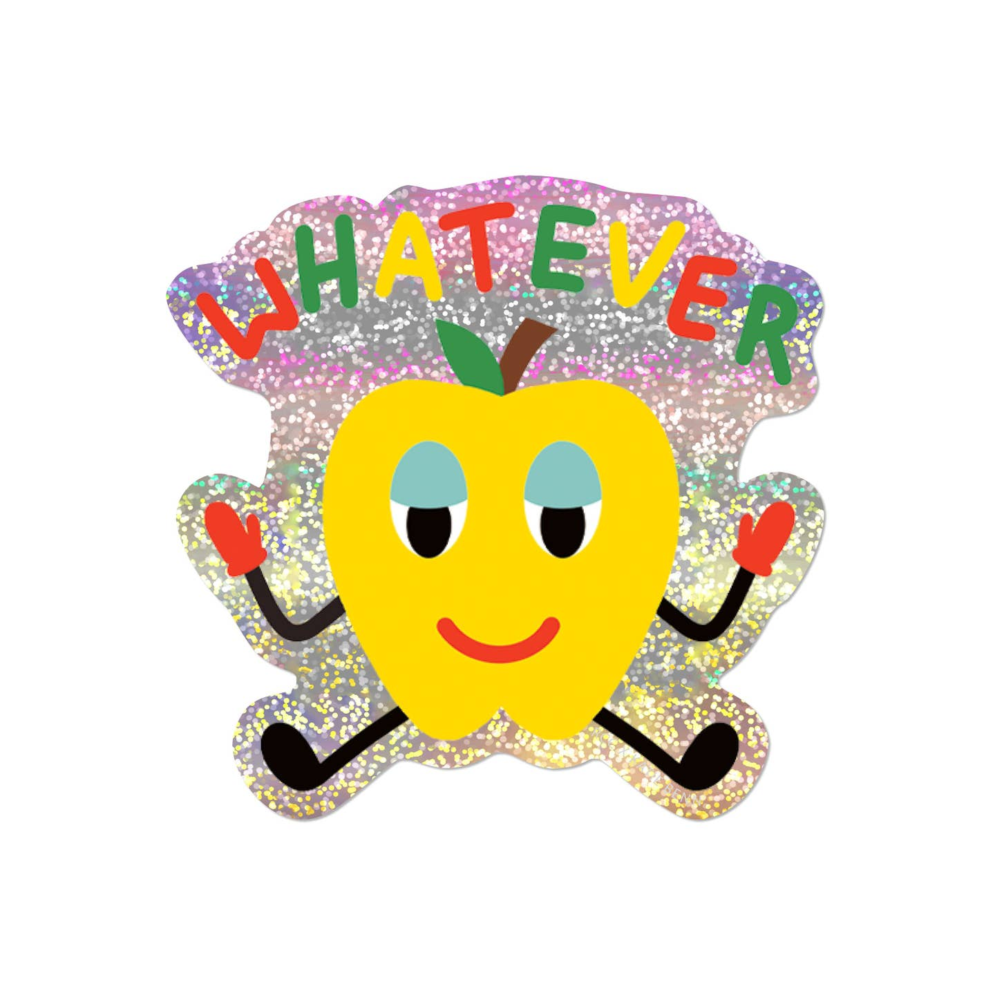 Whatever Apple Glittery Sticker